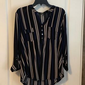 Cocomo Black and Blue Striped Blouse